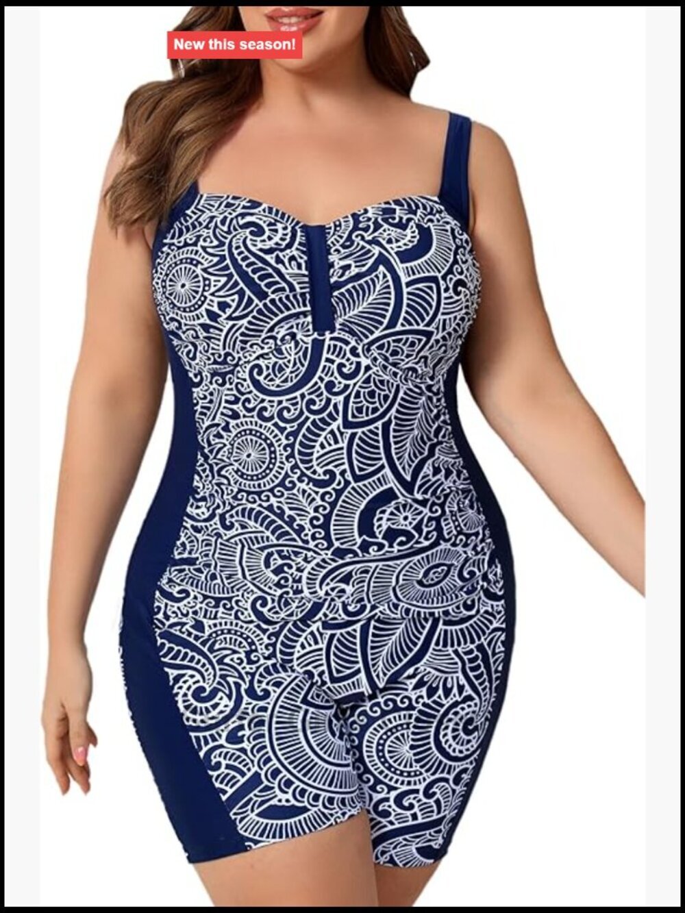 Plus Size Boyleg One Piece Swimsuit with Boyshorts Ruched Tummy Control